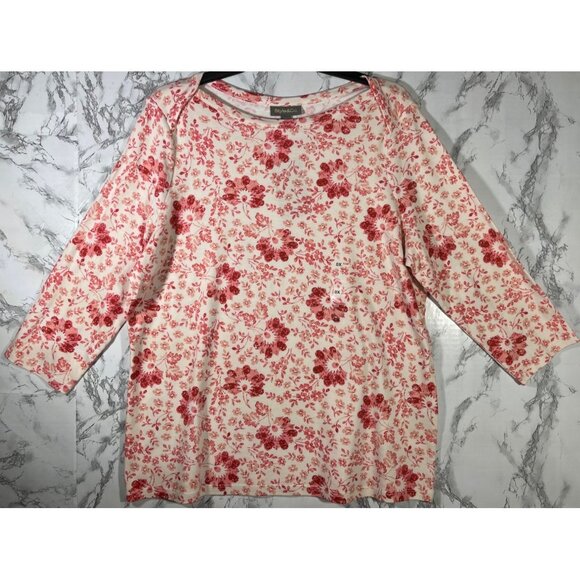 Style & Co Floral Print 3/4 Sleeve Top 0X 100% Supima Cotton - Picture 1 of 8